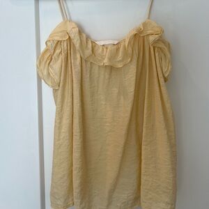 Yellow Ruffled Off-Shoulder Top